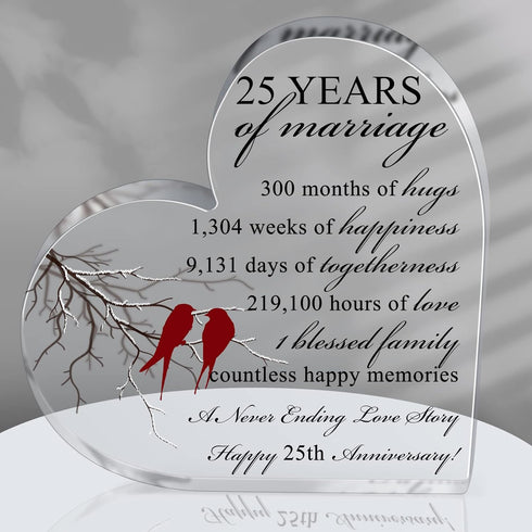 25th Years of Marriage  Heart Marriage Keepsake Decoration Gift